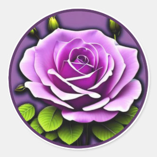 Adesivo Ilustração Floral de Rosa Roxo Grande Vibrante
