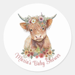 Adesivo Ilustração Floral de Vaca Highland, Cuta Russo