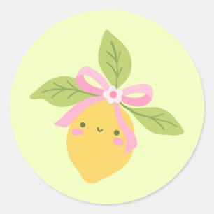Adesivo Ilustração Fofa de Limão em Fruta Cítrica Verde-Me