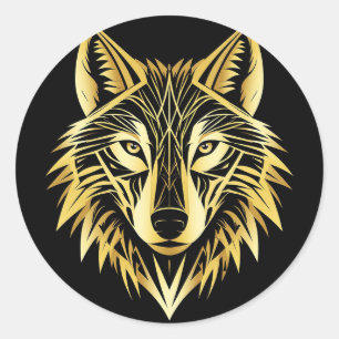 Adesivo Ilustração Geométrica de Lobo Dourado
