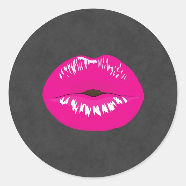 Adesivo Ilustração Glamorosa de Lábios Rosa Quente (Frente)