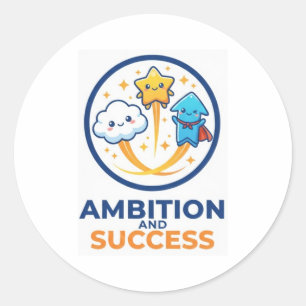 Adesivo Ilustração Kawaii de Ambicão e Sucesso Fofa