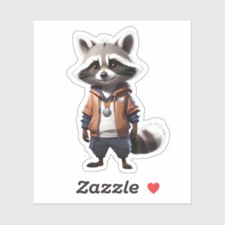 Adesivo Ilustração legal e Adorável do Raccoon