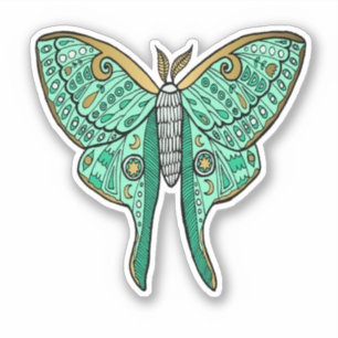 Adesivo Ilustração Luna Moth - Verde e Dourada