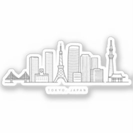 Adesivo Ilustração Minimalista da Silhueta de Tóquio