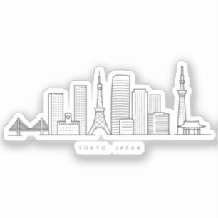 Adesivo Ilustração Minimalista da Silhueta de Tóquio