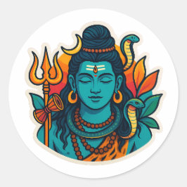 Adesivo Ilustração Minimalista do Senhor Shiva - Trishul, 