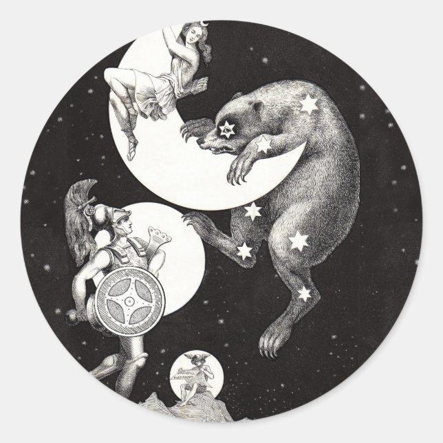 Adesivo Ilustração Noturna do Deus do Universo da Lua Cele (Frente)
