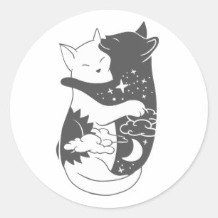 Adesivo Ilustração noturna do gato dia do gato - Escolhe