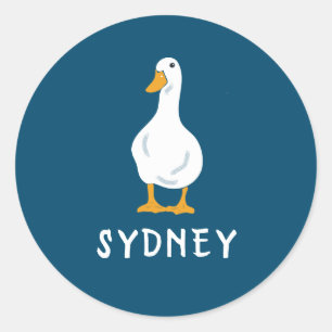 Adesivo Ilustração Personalizada de Pato Branco Azul Naval