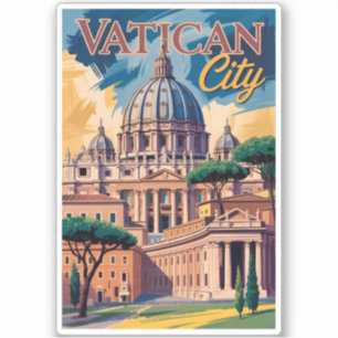 Adesivo Ilustração Pintura da Cidade do Vaticano Arte de V