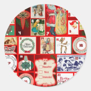 Adesivo Ilustração Quadrada do Bloco de Natal Adventício A
