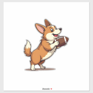 Adesivo Ilustração Retro Desportiva de Cão de Futebol Corg