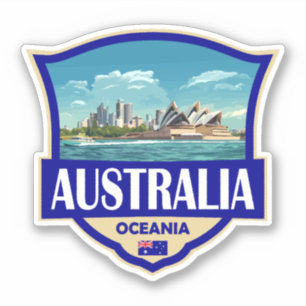 Adesivo Ilustração Retro Insígnia Austrália
