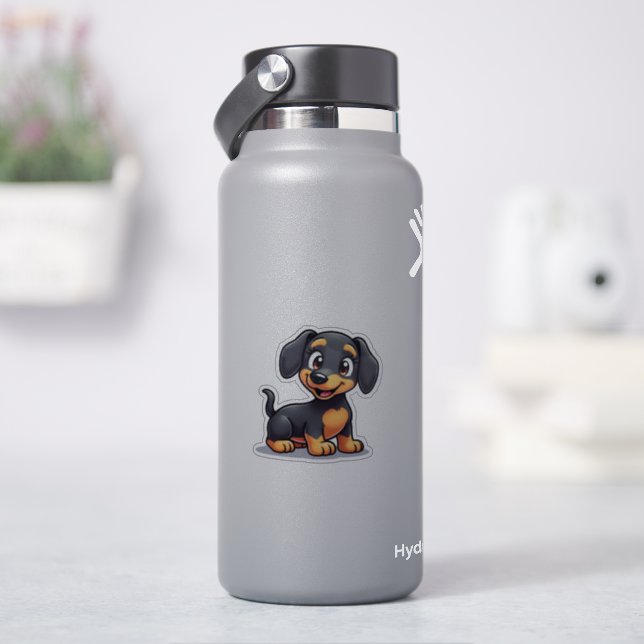 Adesivo Ilustração Smiling Kawaii Dachshund Puppy (HidroFlask)