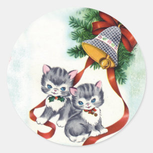 Adesivo Ilustração Vintage Adorável de Gatinhos