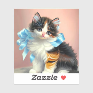 Adesivo Ilustração Vintage Calico Kitten