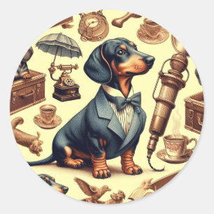Adesivo Ilustração Vintage Dachshund