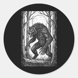 Adesivo Ilustração Vintage de Lobisomem Halloween Horror