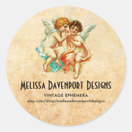 Adesivo Ilustração Vintage Ephemera Angel Cherubs