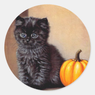 Adesivo Ilustração Vintage Halloween Black Kitten