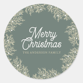 Adesivo ilustración hojas abeto corona de Navidad verde