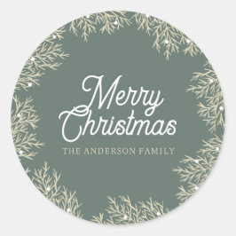 Adesivo ilustración hojas abeto corona de Navidad verde