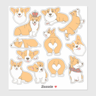 Adesivo Ilustrações bonitos na moda do cão do Corgi