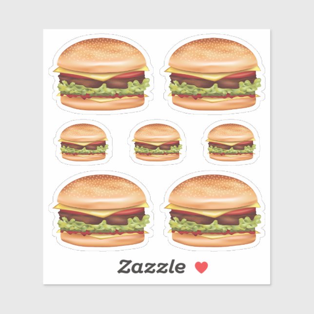 Adesivo Ilustrações de Hambúrguer Fast Food (Folha)