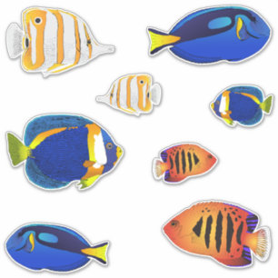 Adesivo Ilustrações de Peixes de Recife de Aquário Trop