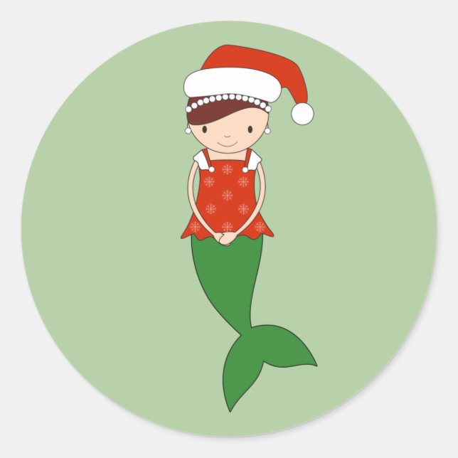 Adesivo ilustre Natal Sereia Verde (Frente)