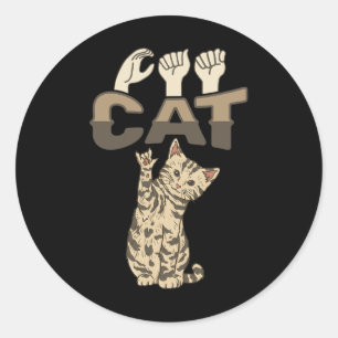 Adesivo ILY Cat ASL Gesto manual surdo audição perda de au