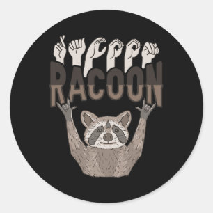 Adesivo ILY Racoon ASL Gesto de Mão Surda Perda de Audiênc