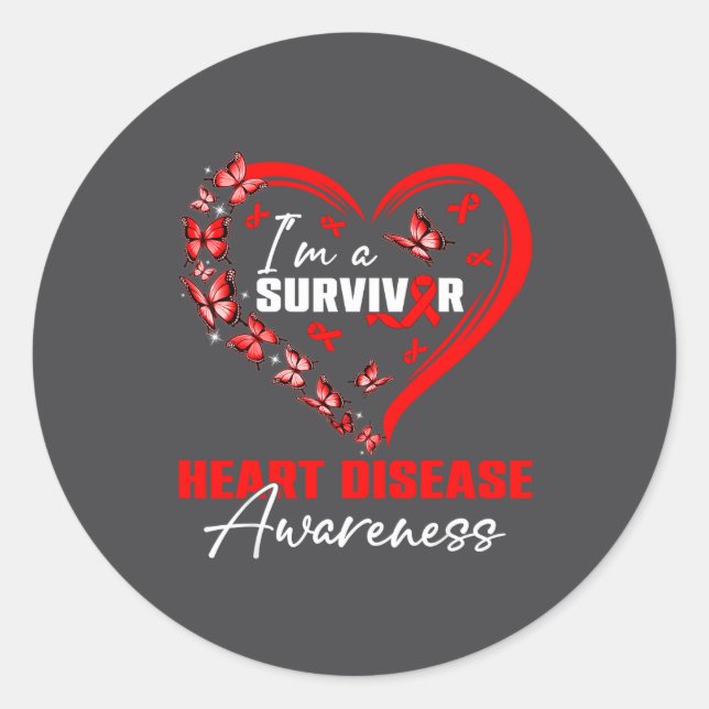 Adesivo I'm A Survivor Heart Disease Awareness Red Butterf (Frente)