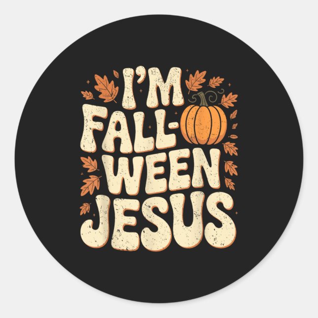 Adesivo I'm Fall-o-ween Jesus Halloween Christian Groovy P (Frente)