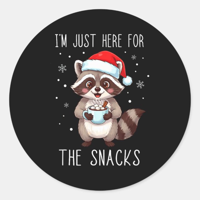 Adesivo I'm Just Here For The Snacks Christmas Raccoon  (Frente)