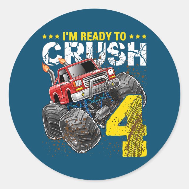 Adesivo I'm Ready To Crush 4 Monster Truck 4th Birthday (Frente)