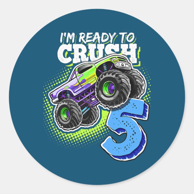 Adesivo I'm Ready To Crush 5 Monster Truck 5th Birthday (Frente)