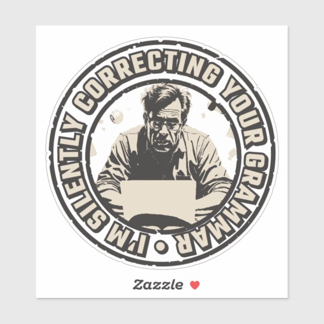 Adesivo I'm Silently Correcting Your Grammar (Folha)