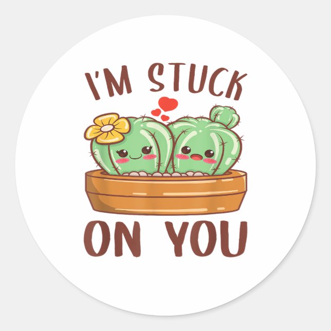 Adesivo Im Stuck On You Cactus Succulent Valentines Day Cu (Frente)