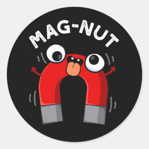 Adesivo Ímã Mag-nut divertido com trocadilho e fundo escur