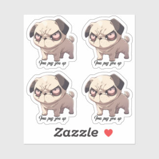 Adesivo Ima pug-lo para cima Vinyl Sticker Conjunto de 4