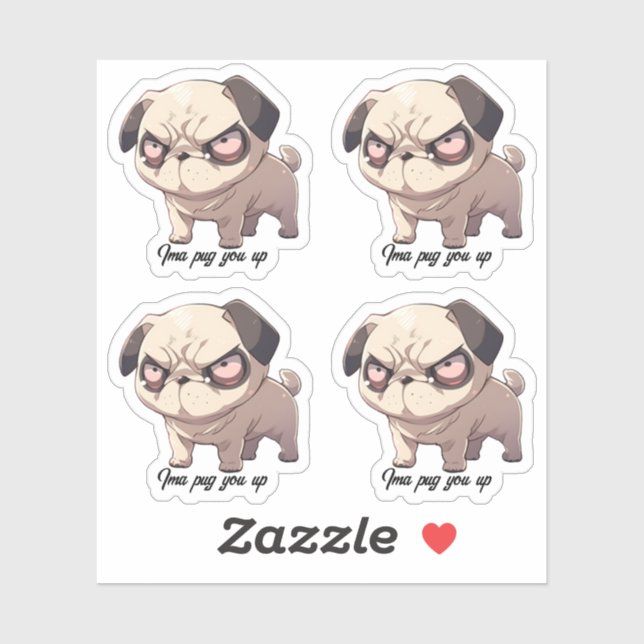 Adesivo Ima pug-lo para cima Vinyl Sticker Conjunto de 4 (Folha)