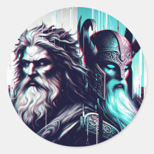 Adesivo image of the gods zeus and odin togethe