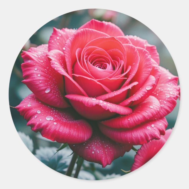 Adesivo Imagem da Flor de Rosa Vermelha Elegante (Frente)