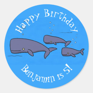 Adesivo Imagem das baleias de desenho animado migrante em