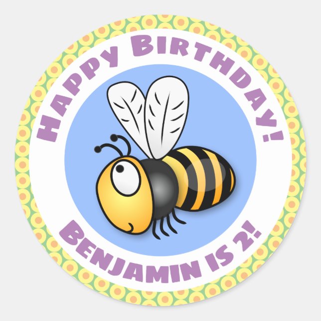 Adesivo Imagem de desenho animado amarelo de abelha voador (Frente)