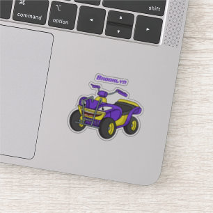 Adesivo Imagem de desenho animado de bicicleta Quad Roxo