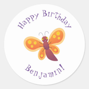 Adesivo Imagem de desenho animado de borboleta laranja fel