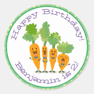 Adesivo Imagem de desenho animado de cenouras felizes e bo